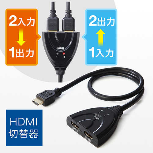 HDMIセレクター 切替器（フルHD・2入力1出力・1入力2出力・電源不要）