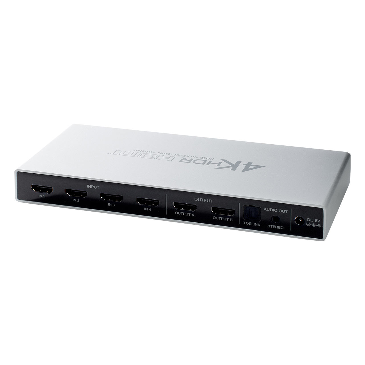 HDMIマトリックス切替器 4入力2出力 4K/60Hz HDR HDCP2.2 光デジタル リモコン付き PS5対応 400-SW039