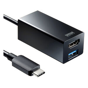 "USB HDMI 変換アダプタ 4K 60Hz対応 ハブ Type-C接続 小型 USB PD対応 USB-C/USB-Aポート Win/Mac対応 面ファスナー付 USBType-C-HDMI変換"