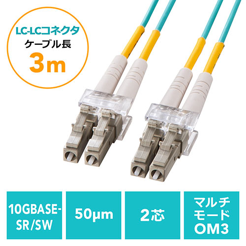 光ファイバーケーブル OM3 LCLCコネクタ 10G対応 3m
