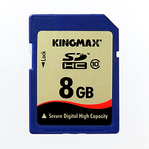 【クリックでお店のこの商品のページへ】SDHCカード(8GB・Class10・KINGMAX社製) 600-HCK8G10
