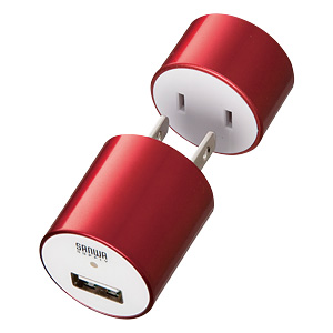 【クリックでお店のこの商品のページへ】USB-ACアダプタ Paleta de Colores(レッド・Rojo) ACA-IP12R