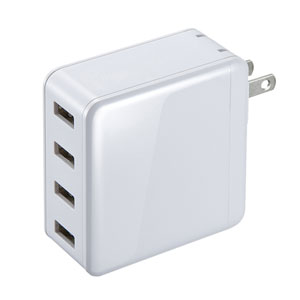 USB充電器(合計6A・4ポート・ホワイト)