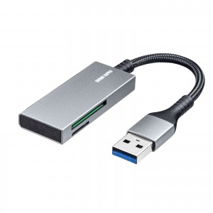 "カードリーダー USB3.2 Gen1 メッシュケーブル SDカード microSDカード スリム コンパクト アルミ筐体 スーパースピードモード microS..