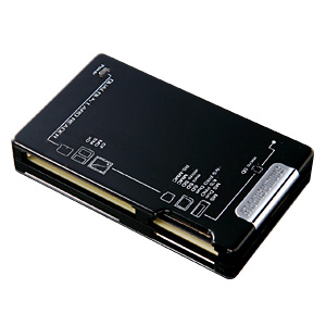 【クリックでお店のこの商品のページへ】USB2.0 デュアルバスカードリーダーライター(ブラック) ADR-DMLT11BKR