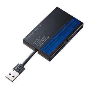 【クリックで詳細表示】USB2.0HUB付きカードリーダーライター(ブルー) ADR-ML8HBL
