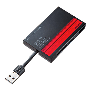 【クリックでお店のこの商品のページへ】USB2.0HUB付きカードリーダーライター(レッド) ADR-ML8HR