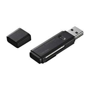 【クリックでお店のこの商品のページへ】USB2.0カードリーダー(SD、microSD対応・ブラック) ADR-MSDU2BK