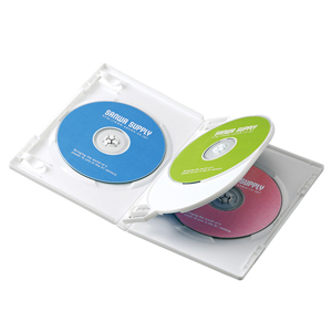 【クリックでお店のこの商品のページへ】DVDトールケース(4枚収納・ホワイト・3枚セット) DVD-N4-03WH