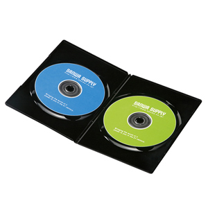 【クリックで詳細表示】【わけあり在庫処分】スリムDVDトールケース(2枚収納・ブラック・3枚セット) DVD-U2-03BK