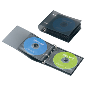 【クリックで詳細表示】DVD・CDリング式ファイルケース(24枚対応・ブラック・2個セット) FCD-RG24BK