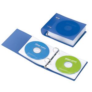 【クリックでお店のこの商品のページへ】DVD・CDリング式ファイルケース(24枚対応・ブルー・2個セット) FCD-RG24BL