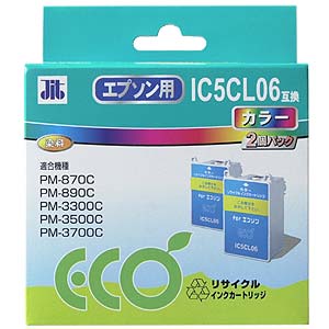 【クリックで詳細表示】リサイクルインク IC5CL06互換 カラー 2個パック JIT-E06C2P