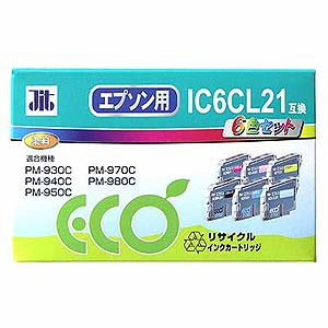 【クリックで詳細表示】リサイクルインク IC6CL21互換 6色セット B・C・M・Y・LC・LM JIT-E216P