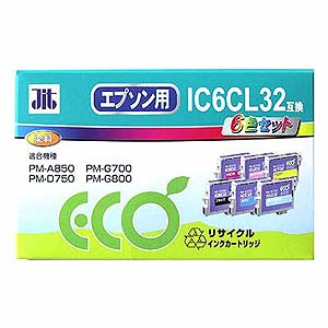 【クリックで詳細表示】リサイクルインク IC6CL32互換 6色セット B・C・M・Y・LC・LM JIT-E326P＿TSL