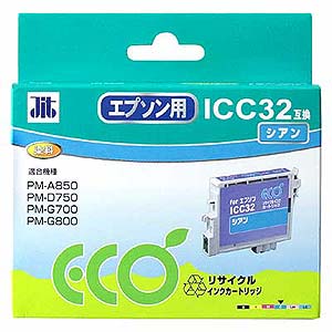【クリックでお店のこの商品のページへ】リサイクルインク ICC32互換 シアン JIT-E32C