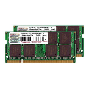 【クリックで詳細表示】Transcend 2GB Memory for NotePC/SO-DIMM DDR2-667 【2枚セット】 JM667QSU-4GK