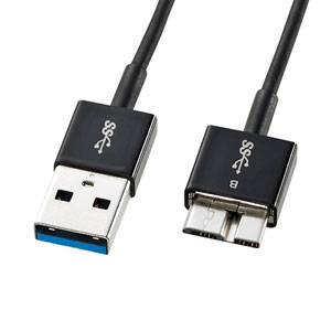 USB3.0マイクロケーブル（A-MicroB)　0.3m　超ごく細