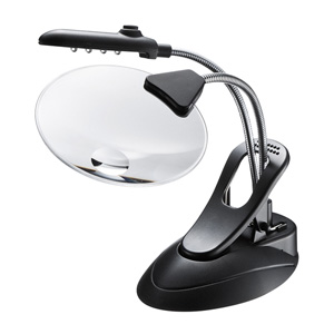スタンドルーペ 拡大鏡 LEDライト付 スタンド レンズ径10cm アームLED付属 手芸 プラモデル
