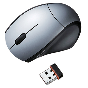 【クリックでお店のこの商品のページへ】極小レシーバーワイヤレスレーザーマウス(シルバー) MA-NANOLS2S