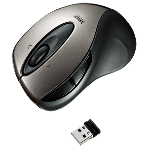 【クリックで詳細表示】極小レシーバーワイヤレスレーザーマウス(5ボタン・ダークシルバー) MA-NANOLS3DS