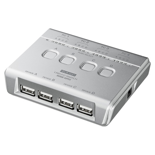 【クリックで詳細表示】【期間限定価格】USB2.0ハブ付き手動切替器(4回路) SW-US44HN