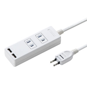 USB充電ポート付き便利タップ（2ポート・2P・AC2個口・2m）