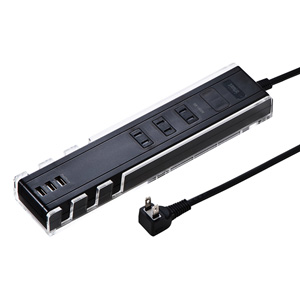 USB充電器(3ポート・3A・15Ｗ・電源3個口・1m・雷ガード・黒)