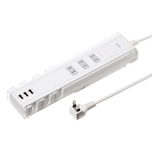 USB充電器(3ポート・3A・15Ｗ・電源3個口・1m・雷ガード・白)