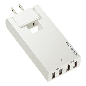 コンセント付USB充電器（スイング・4ポート・4A・ホワイト）