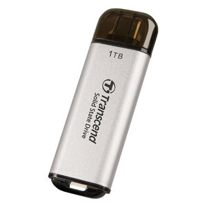 "Transcend スティックSSD 1TB ESD300 Type-C ポータブルSSD 外付け USB10Gbps USB3.2 Gen2 iPhone15 ROG Ally 対応 シルバー"