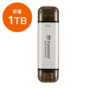 "Transcend スティックSSD 1TB ESD310 ポータブルSSD USB3.2 Gen2 Type-A C iPhone15 ROG Ally 対応 シルバー"