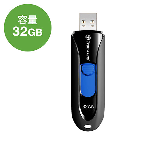 Transcend　USBメモリ　32GB　USB3.1(Gen1)　キャップレス　スライド式　JetFlash 790　ブラック　TS32GJF790K　PS4動作確認済
