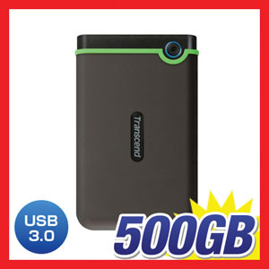 【クリックで詳細表示】Transcend 500GB StoreJet 25M3 外付けハードディスク TS500GSJ25M3(USB3.0対応・マルチカラーLEDインジケーター付き) TS500GSJ25M3