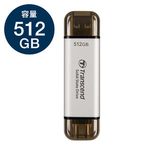 "Transcend スティックSSD 512GB ESD310 ポータブルSSD USB3.2 Gen2 Type-A C iPhone15 ROG Ally 対応 シルバー"