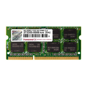"Transcend ノートPC用増設メモリ 4GB DDR3-1333 PC3-10600 SO-DIMM TS512MSK64V3N "