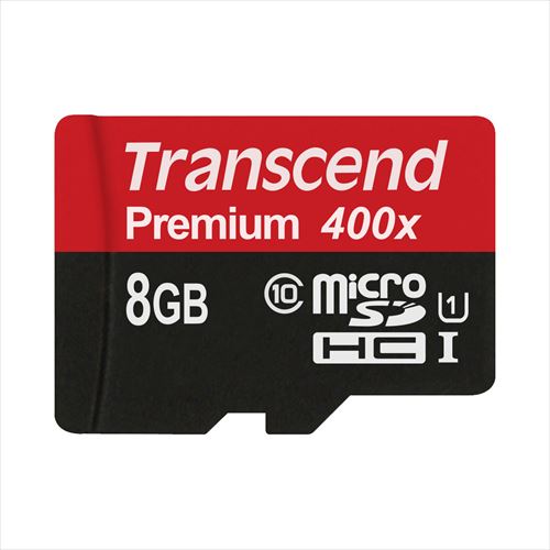 microSDカード 8GB Class10 UHS-I 400倍速 SD変換アダプター付属 microSDHC Transcend [TS8GUSDU1]