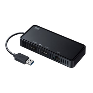 "USB3.1-HDMIディスプレイアダプタ(4K対応・ 2出力・LAN-ポート付き) USB3.1Gen1-HDMI変換"