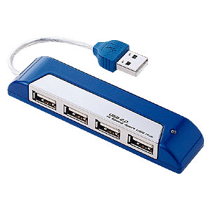 【クリックで詳細表示】USB2.0ハブ(4ポート・ブルー) USB-HUB217BL