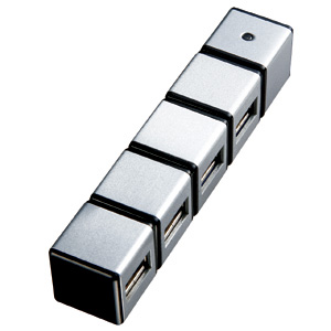 【クリックで詳細表示】USB2.0ハブ(4ポート・ACアダプタ付・シルバー) USB-HUB229SV＿L