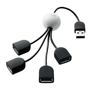 【クリックで詳細表示】USB2.0ハブ(4ポート・ホワイト＆ブラック) USB-HUB234WB