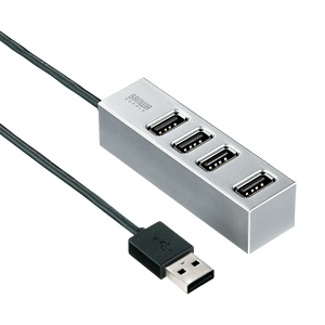 【クリックで詳細表示】磁石付き4ポートUSB2.0ハブ(0.3m・シルバー) USB-HUB252SV