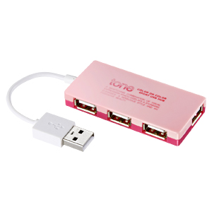 【クリックで詳細表示】【わけあり在庫処分】USB2.0ハブ tone(4ポート・ピンク) USB-HUB257P