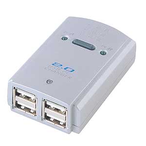 【クリックで詳細表示】切替器付USB2.0ハブ(4ポート・ACアダプタ付) USB-HUB2SW44