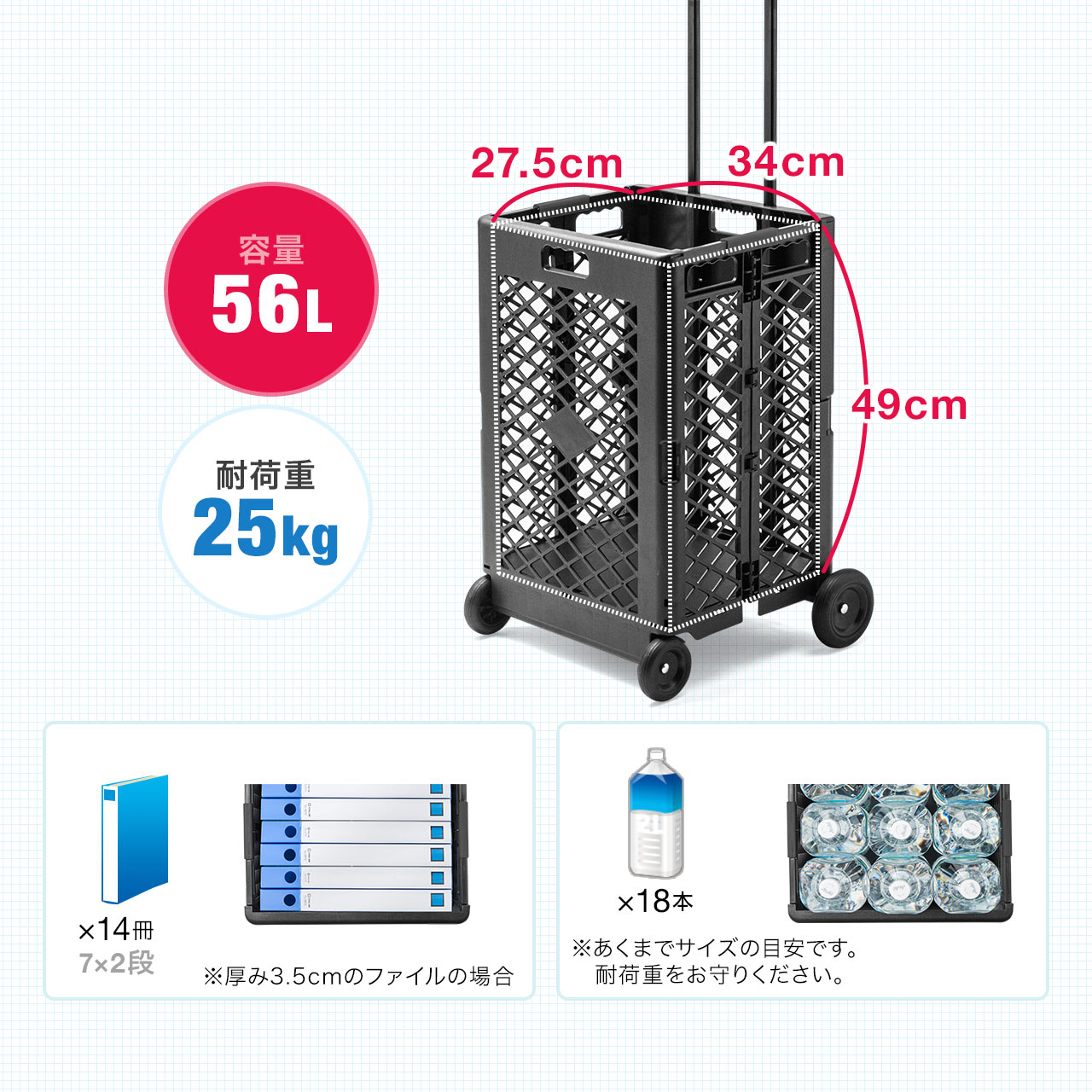 折りたたみキャリーカート（コンテナキャリー・折りたたみ式・省