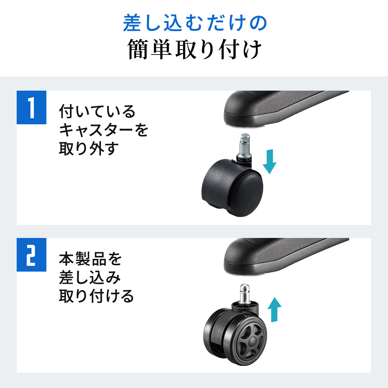 適度な柔らかさで床の傷を防ぐゲーミングチェア交換用キャスター。硬質ウレタン製の双輪キャスター。5個セット。直径6cm。の販売商品 |  通販ならサンワダイレクト