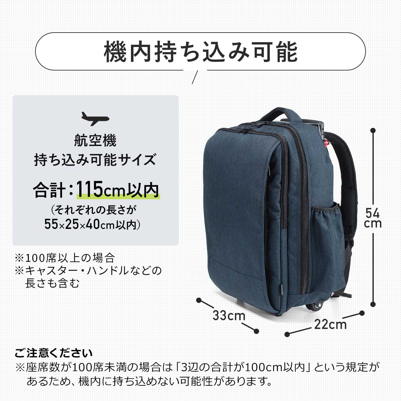 100席未満 持ち込み リュック キャリー