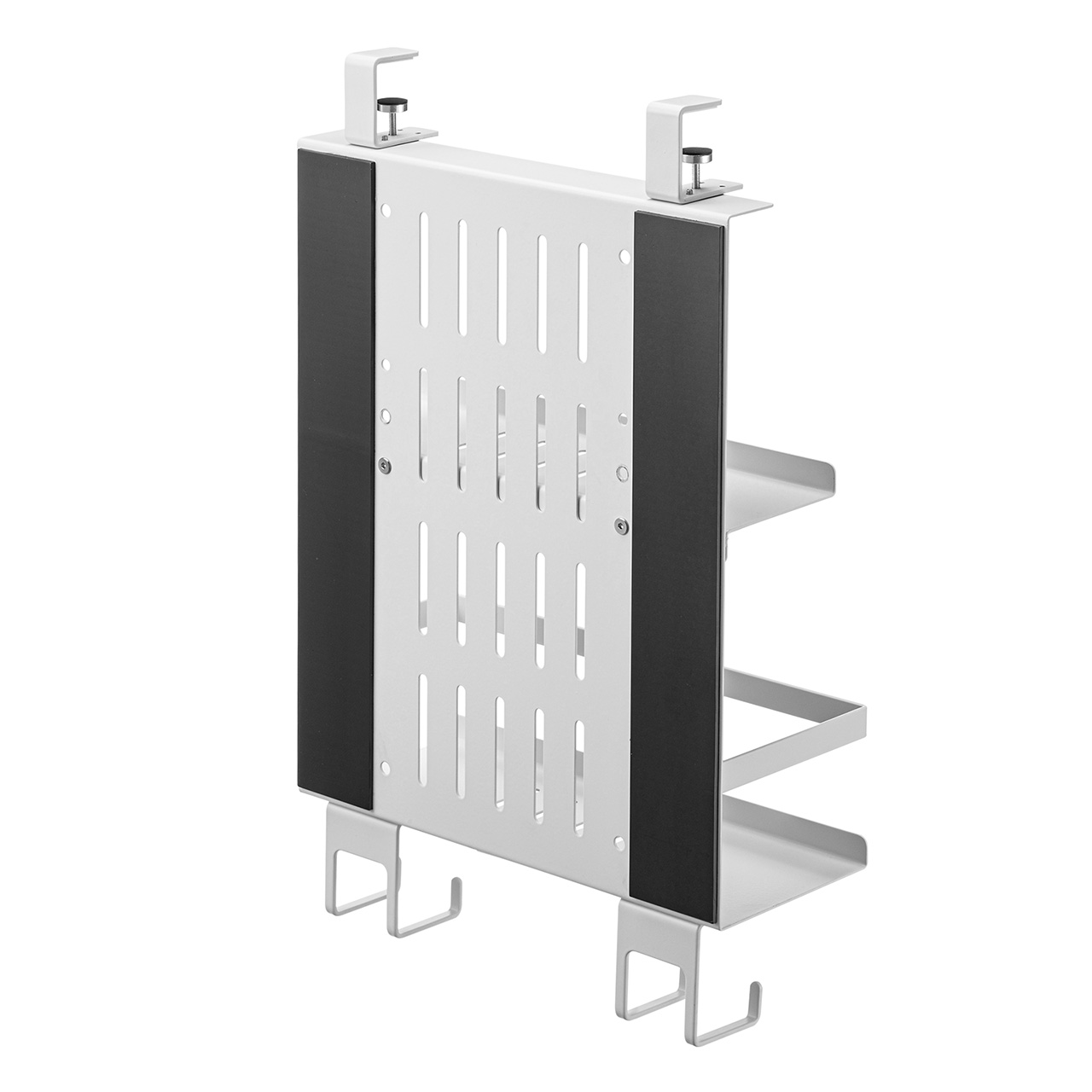 デスク下収納ラック 幅27cm Mサイズ クランプ マグネット 木ネジ 電源