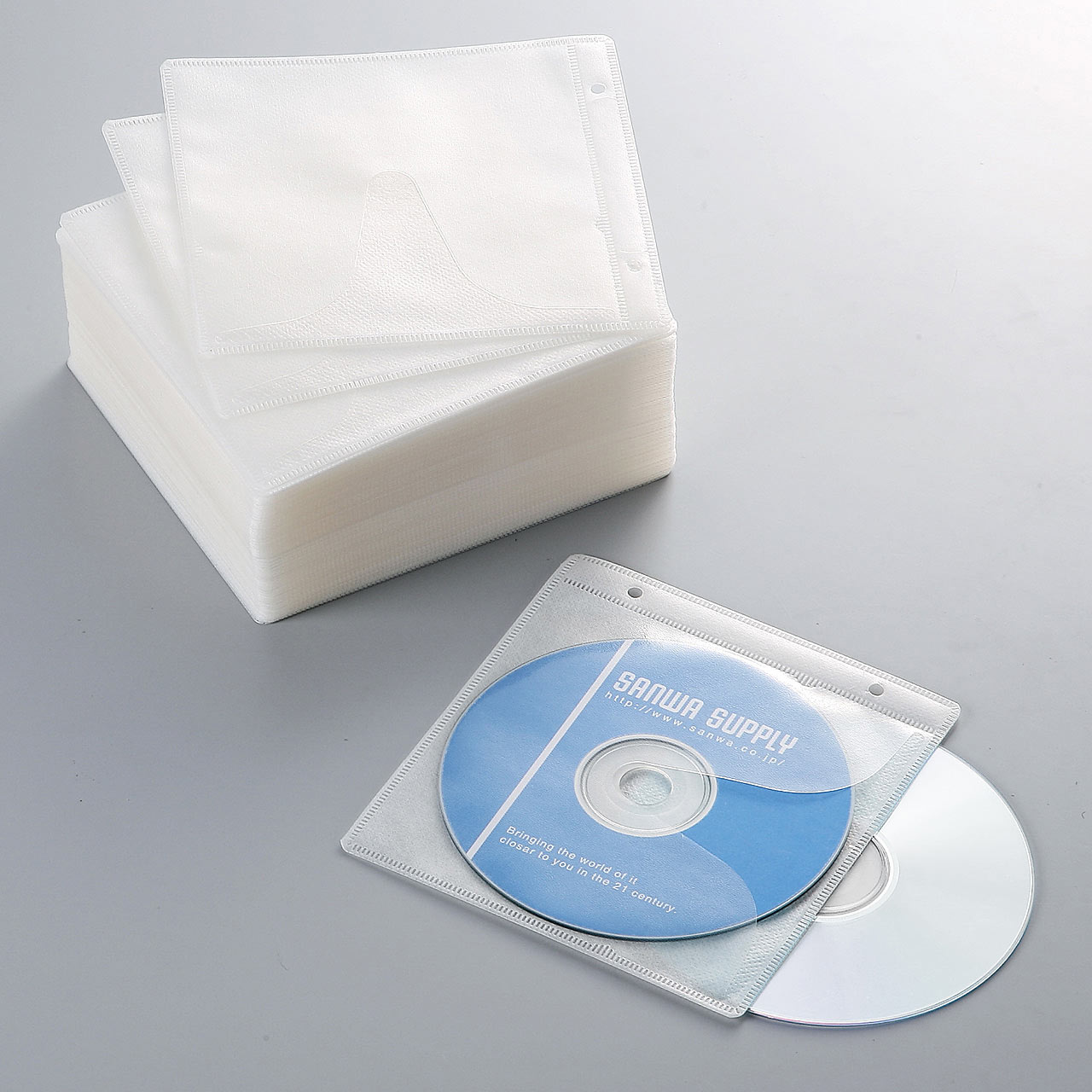 サンワサプライ ＤＶＤ・ＣＤ不織布ケース リング穴付（５色ミックス） 【送料無料/新品】 - BD、DVD、CDケース