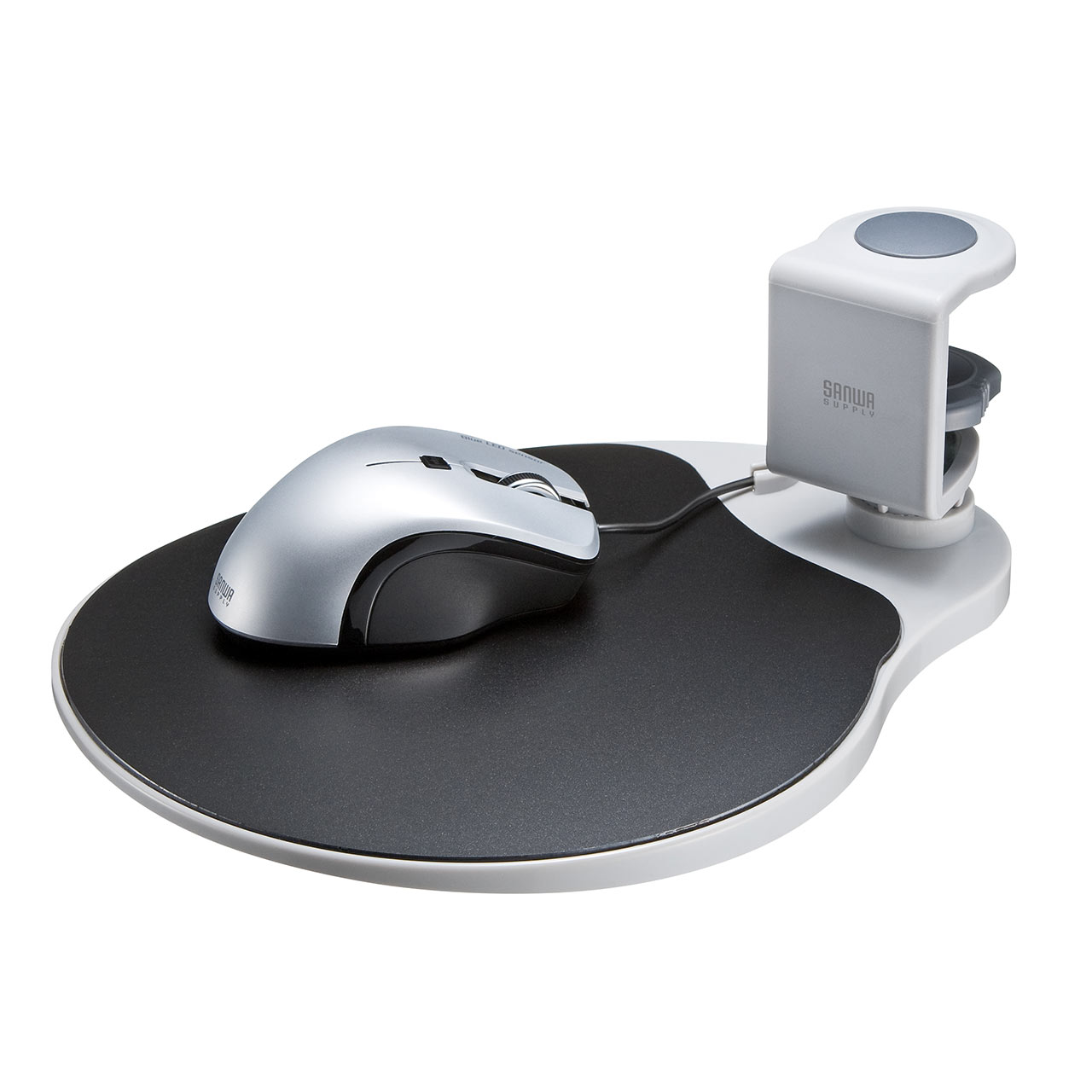 マウステーブル（360度回転・クランプ式・硬質プラスチックマウスパッド） 200-MPD021の販売商品 | 通販ならサンワダイレクト